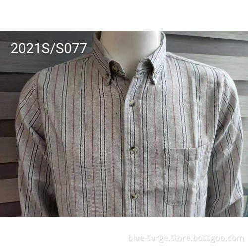 Grey Color Leisure Garment Men's Stripes Shirts